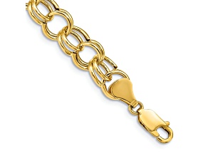 14k Yellow Gold 8.5mm Double Link Charm Bracelet