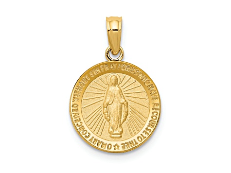 14K Yellow Gold Miraculous Medal Pendant