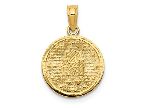 14K Yellow Gold Miraculous Medal Pendant - 12KV1A | JTV.com