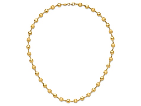 14K Yellow Gold Polished and Satin Puffed Circles Necklace