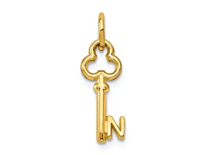 14k Yellow Gold Key Letter N Initial Charm