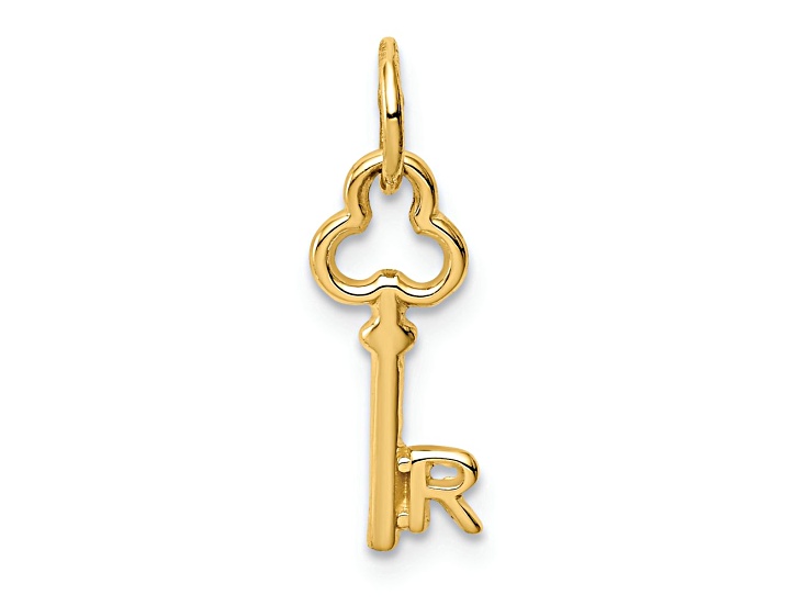 Key Rletter R 14k Yellow Gold Key Letter R Initial Charm - 12KW5R | JTV