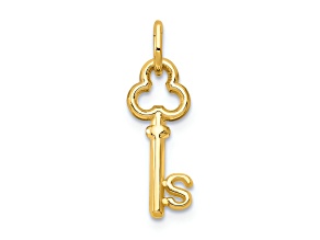 14k Yellow Gold Key Letter S Initial Charm