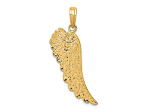14k Yellow Gold Textured Angel Wing Pendant