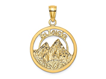 Picture of 14k Yellow Gold Textured ST. LUCIA Twin Pitons Charm