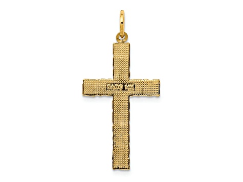 14k Yellow Gold Textured Nugget Style Cross Pendant