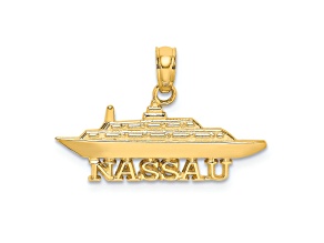 14k Yellow Gold NASSAU Cruise Ship Charm