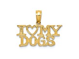 14K Yellow Gold I HEART MY DOGS Pendant