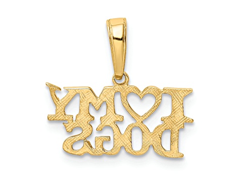 14K Yellow Gold I HEART MY DOGS Pendant