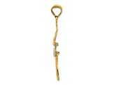 14k Yellow Gold and Rhodium Over 14k Yellow Gold Polished and Textured Moveable Dancer Pendant
