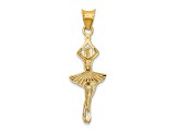 14k Yellow Gold and Rhodium Over 14k Yellow Gold Polished and Textured Moveable Dancer Pendant