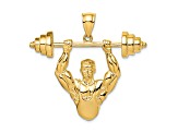 14k Yellow Gold Textured Bodybuilder Pendant