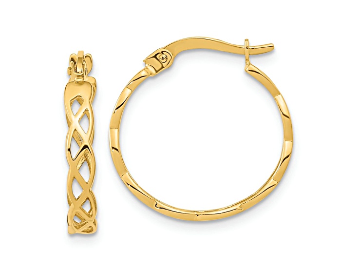 14k Yellow Gold Polished 11/16" Intertwined Filigree Hoop Earrings