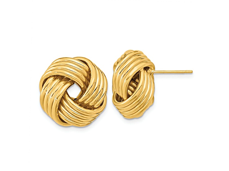 14k Yellow Gold Polished Love Knot Stud Earrings