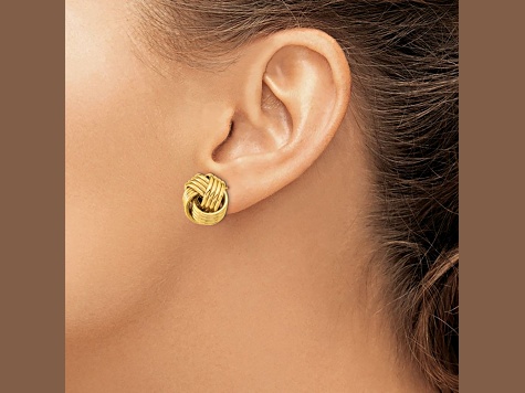 14k Yellow Gold Polished Love Knot Stud Earrings