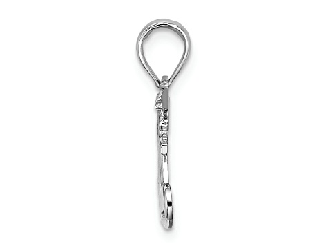 Rhodium Over 14k White Gold Mom with 2 Angels Holding Heart Charm