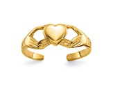 14K Yellow Gold Polished Claddagh Toe Ring