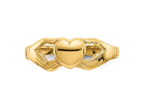 14K Yellow Gold Polished Claddagh Toe Ring