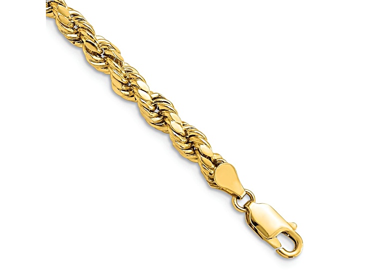 10k Yellow Gold 4.9mm Diamond-Cut Rope Link Bracelet