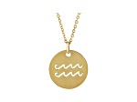 14K Yellow Gold Aquarius Zodiac Disc Pendant With Chain