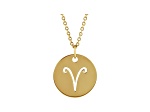 14K Yellow Gold Aries Zodiac Disc Pendant With Chain