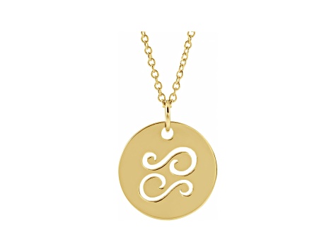 14K Yellow Gold Cancer Zodiac Disc Pendant With Chain