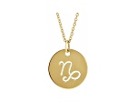 14K Yellow Gold Capricorn Zodiac Disc Pendant With Chain