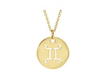 14K Yellow Gold Gemini Zodiac Disc Pendant With Chain