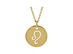 14K Yellow Gold Leo Zodiac Disc Pendant With Chain