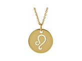 14K Yellow Gold Leo Zodiac Disc Pendant With Chain