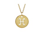 14K Yellow Gold Pisces Zodiac Disc Pendant With Chain