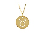 14K Yellow Gold Taurus Zodiac Disc Pendant With Chain