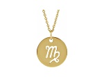 14K Yellow Gold Virgo Zodiac Disc Pendant With Chain