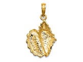 14k Yellow Gold Textured Conch Shell Charm
