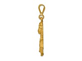 14k Yellow Gold Satin and Diamond-Cut Lion Pendant