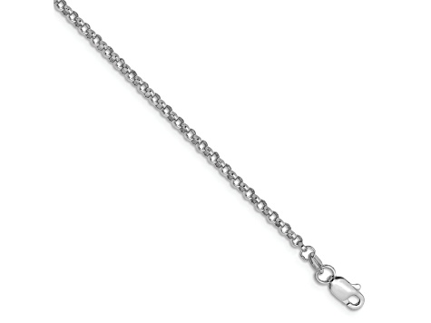 14K White Gold 1.55mm Rolo Pendant Chain Bracelet