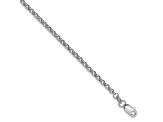 14K White Gold 1.55mm Rolo Pendant Chain Bracelet