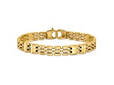 14K Yellow Gold Satin and Polished Men's Link Bracelet