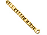 14K Yellow Gold Satin and Polished Men's Link Bracelet