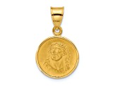 14k Yellow Gold Polished and Satin Solid Face of Jesus Medal Charm
