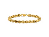 14K Yellow Gold 6mm Hollow Rope 8 Inch Bracelet