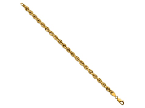 14K Yellow Gold 6mm Hollow Rope 8 Inch Bracelet