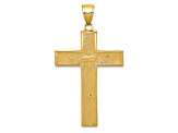 14K Yellow Gold Textured Crucifix Latin Cross Pendant