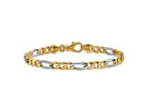 14K Yellow and White Gold 5.8mm Hand-Polished Fancy Link Bracelet