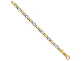 14K Yellow and White Gold 5.8mm Hand-Polished Fancy Link Bracelet