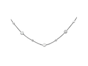 Rhodium Over 14k White Gold Polished Cable Link Disc 18 Inch Necklace