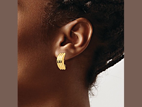 14k Yellow Gold 3/4" Non-pierced J-Hoop Earrings