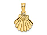 14k Yellow Gold Polished and Textured Shell Pendant