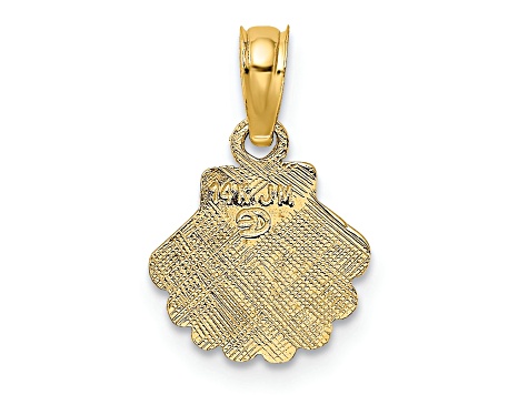 14k Yellow Gold Polished and Textured Shell Pendant