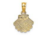 14k Yellow Gold Polished and Textured Shell Pendant